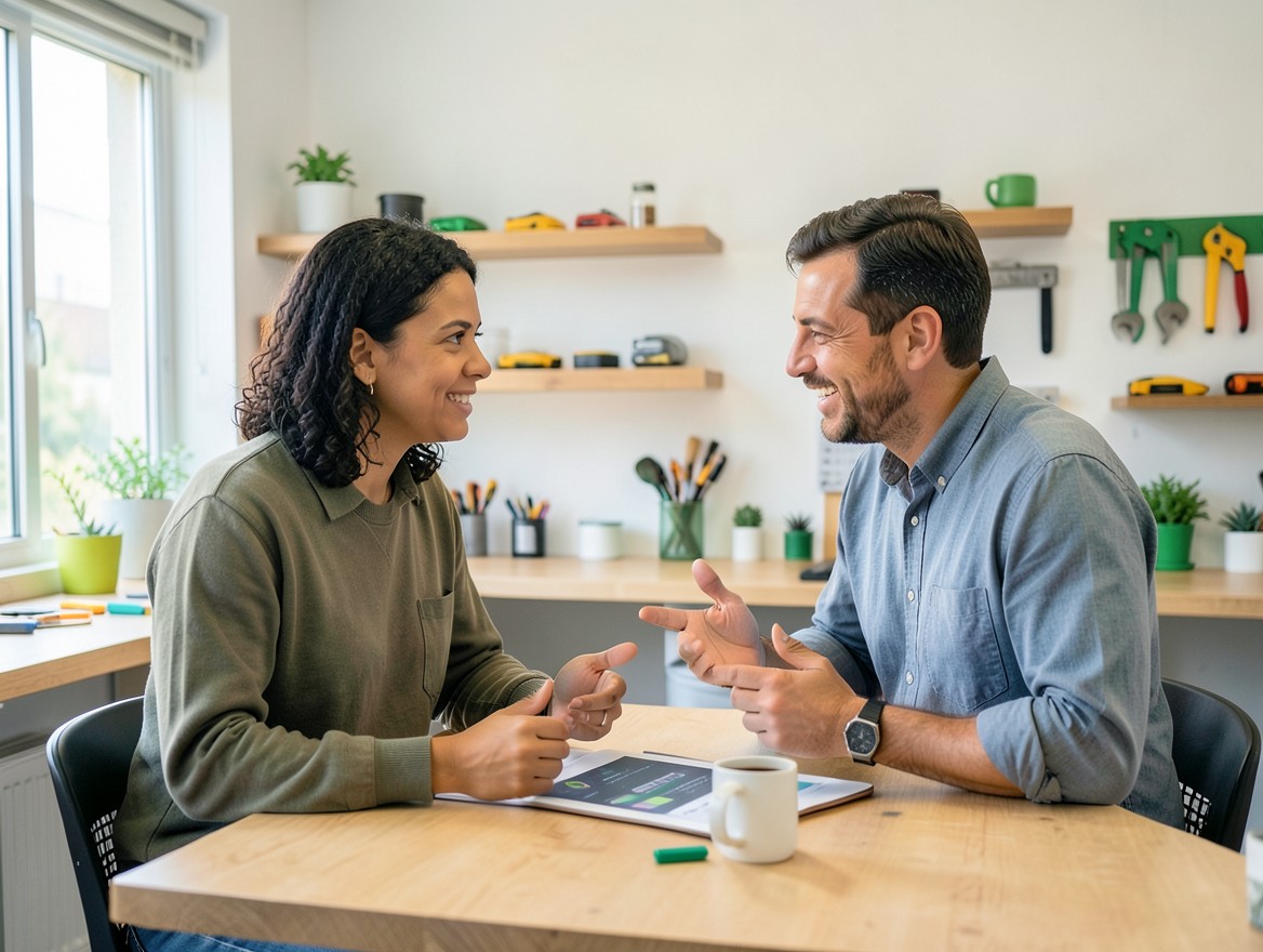 Profesionales conversando sobre estrategias de negocio